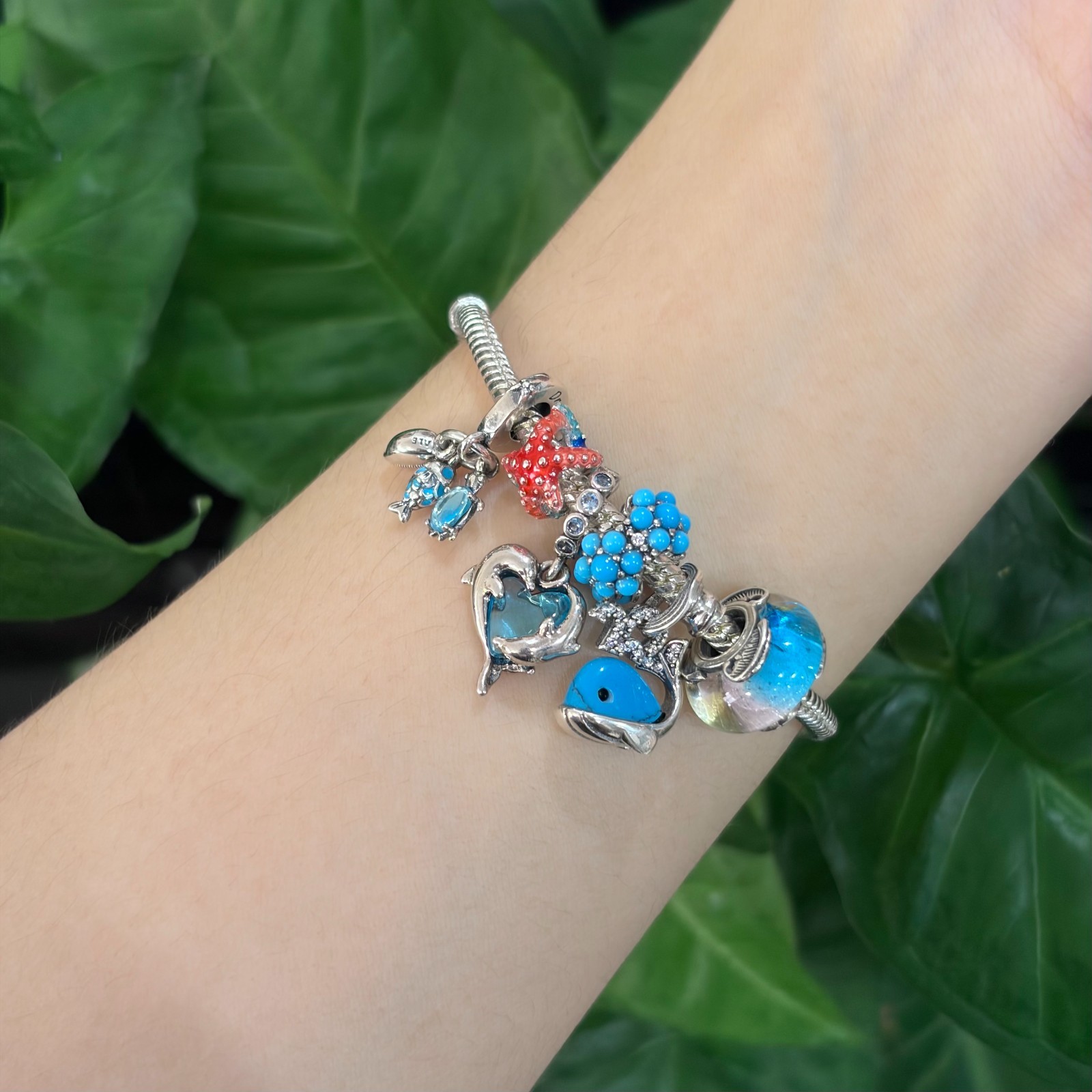 100% NEW Pandora #793822C01 Turquoise Whale Dangle Charm WITH BOX