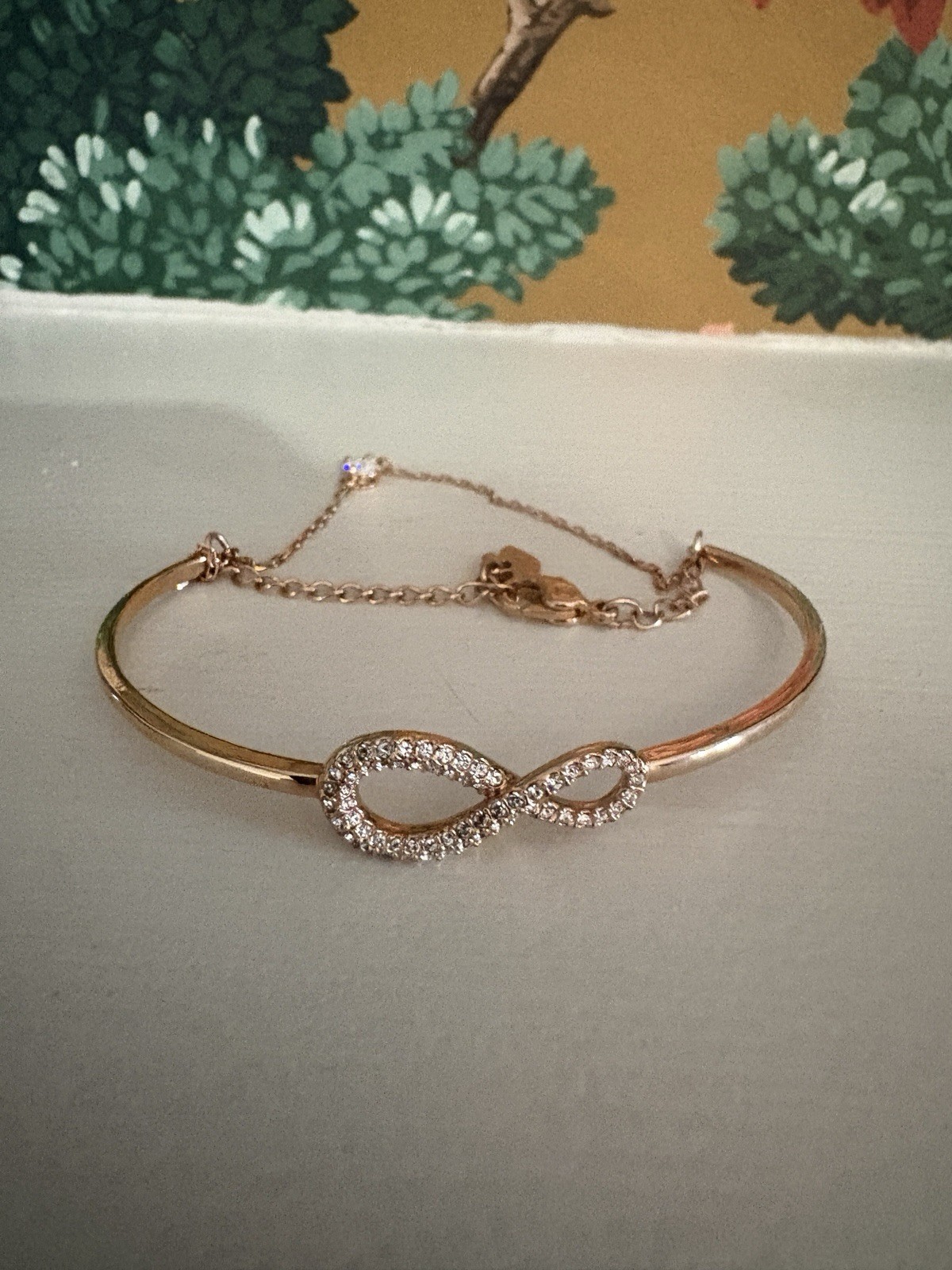 Swarovski Infinity Knot Bangle Rose Gold Tone