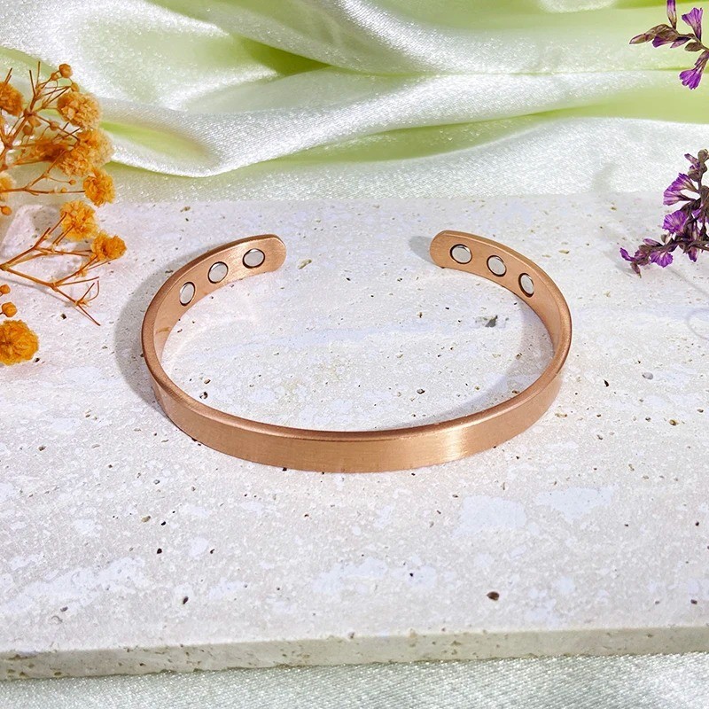 Pure Copper Magnetic Flat Bracelet Arthritis Pain Therapy Men Women Cuff