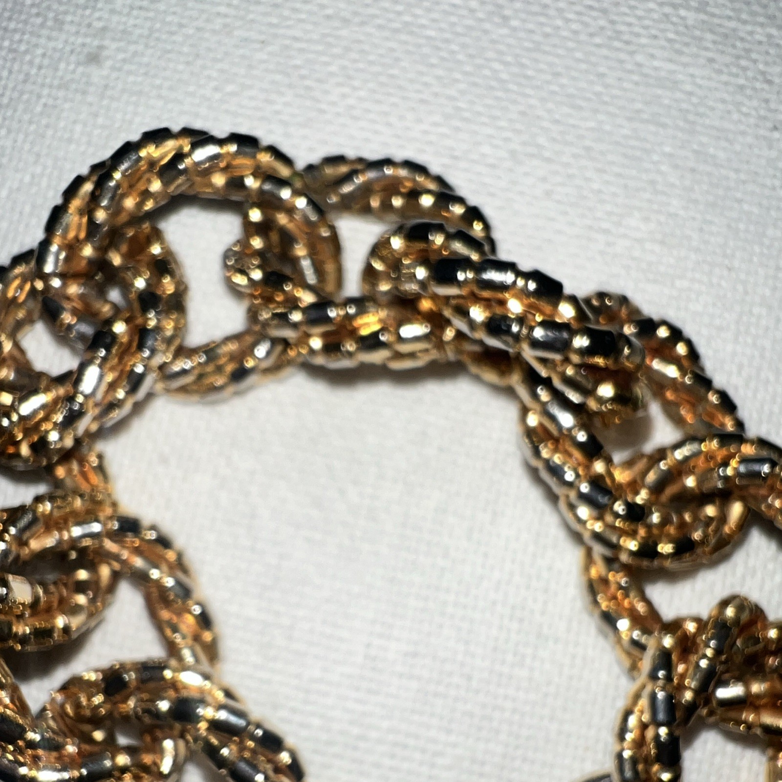 Erwin Pearl vintage signed gold Tone Metal Oval Link Chain Bracelet
