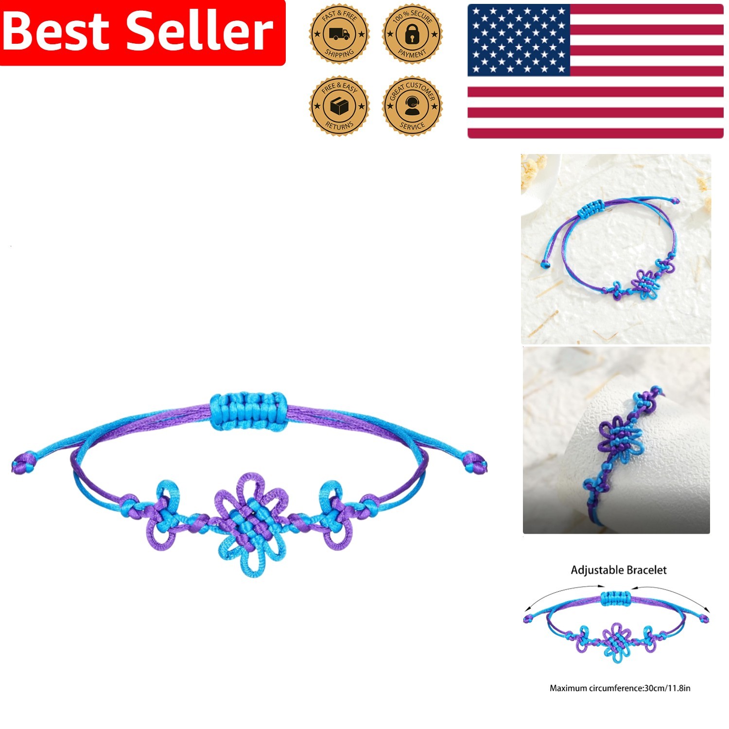 Matching Knot Bracelets Blue Handmade Korean BFF Couples Accessories Gift