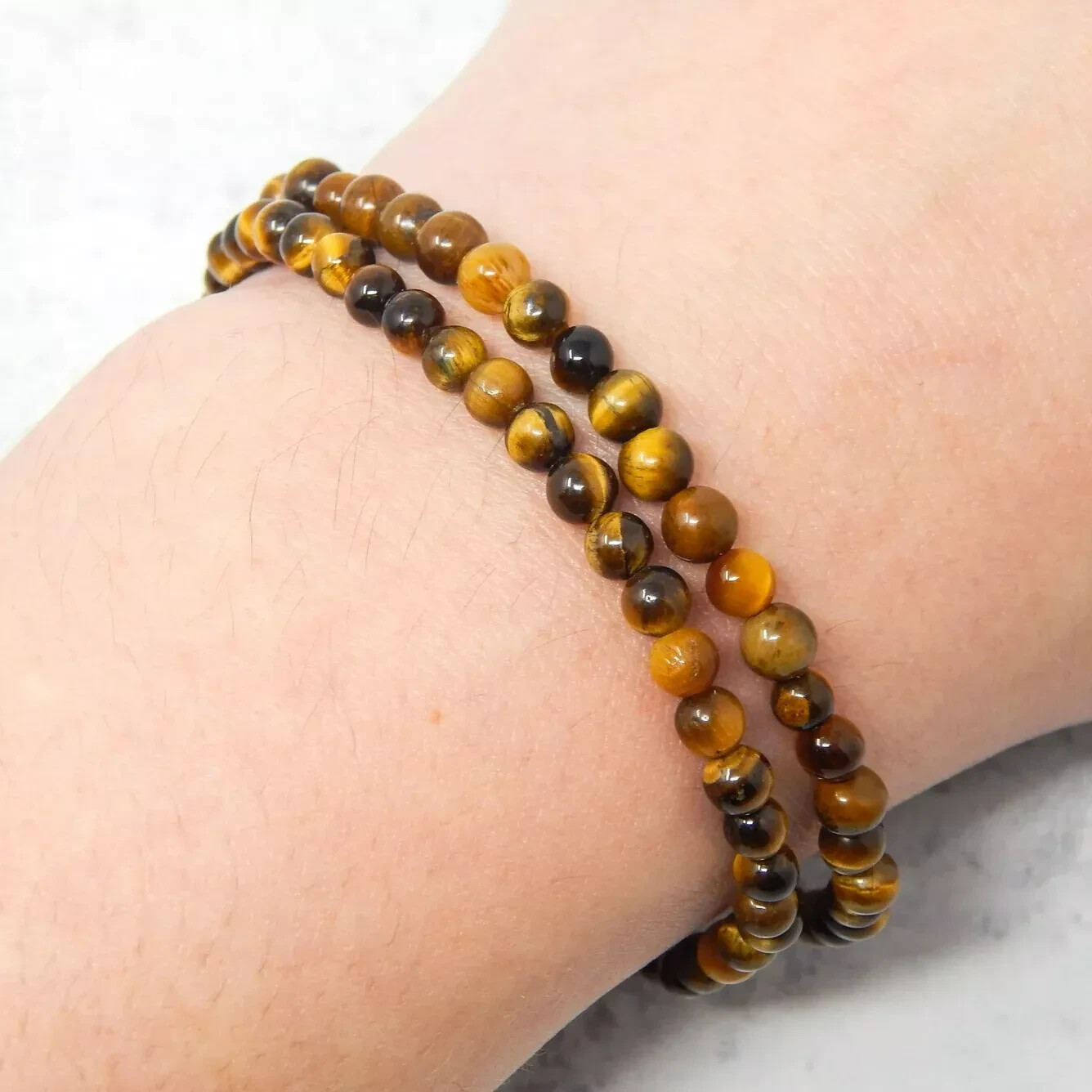 4MM Genuine Tiger’s Eye Gemstone Beads Healing Protection Women Men Bracelet