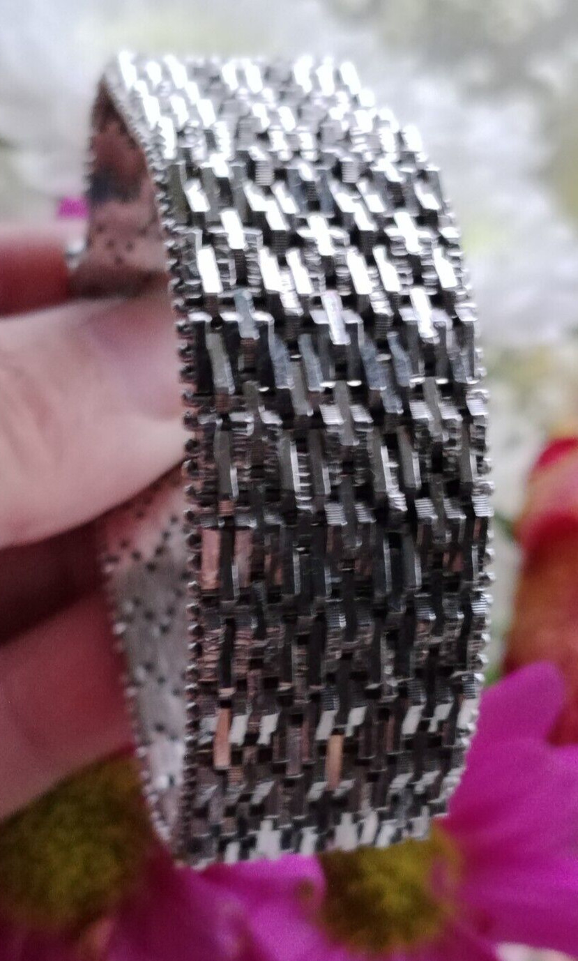 Italian Rhodium Plated Basket Weave Style Bracelet With Tongue & Grove Clasp