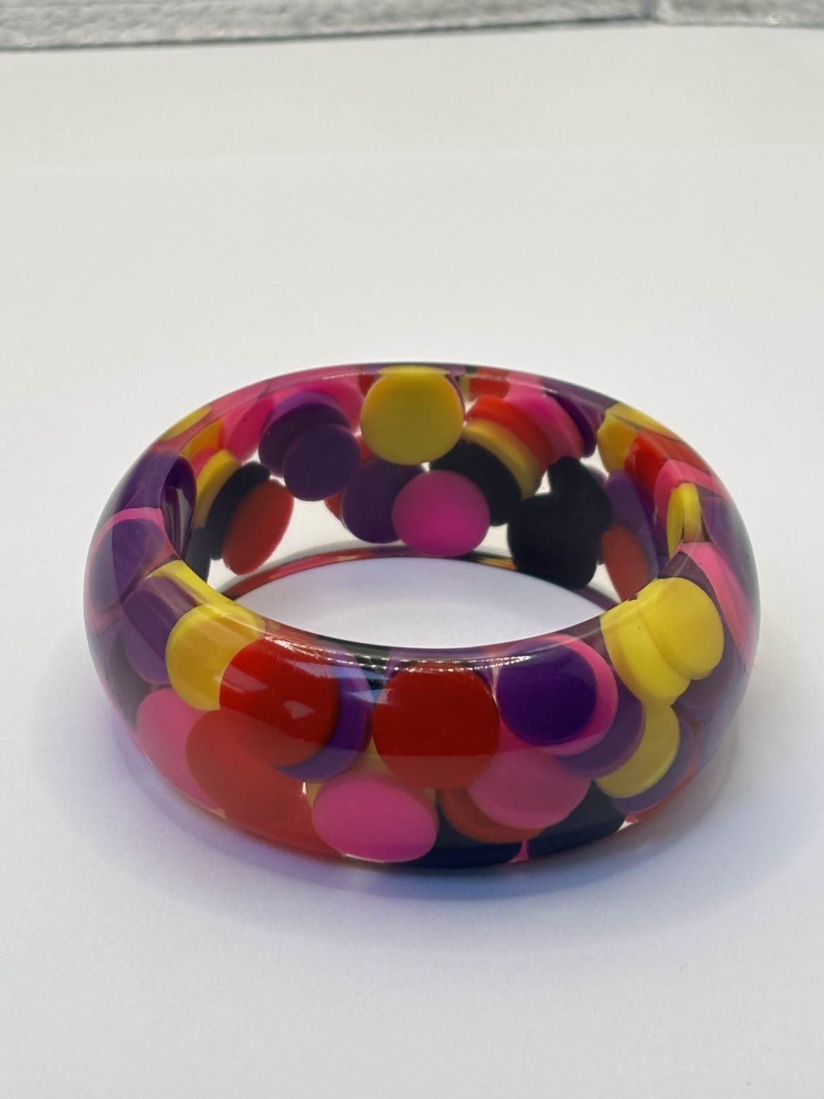 VTG Sobral Lucite Bangle Atelie Petit Boules Multicolour Resin Bracelet Brazil