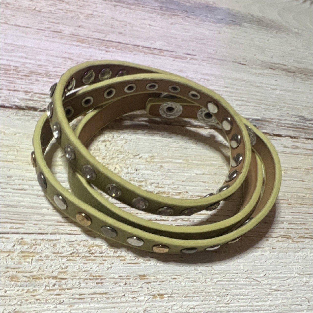 Generic green Leather Wrap Bracelet, Snap Closure, Adjustable, Sizable