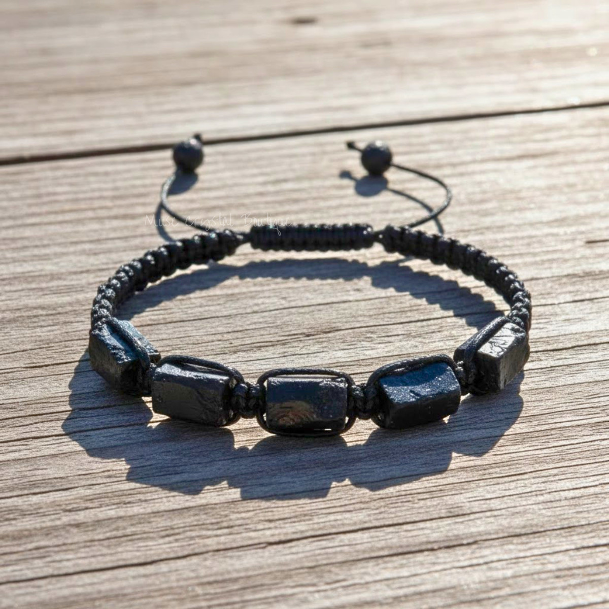 Raw Black Tourmaline Bracelet Healing Protection Strength Bracelet Handmade
