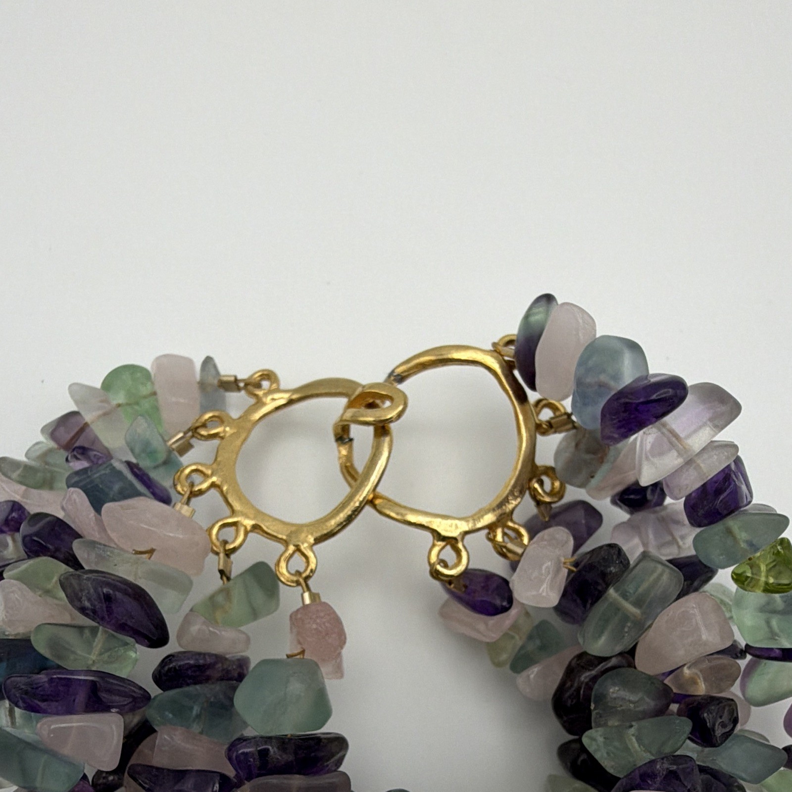 Multi-Strand Stone Chip Beaded Bracelet 7 in