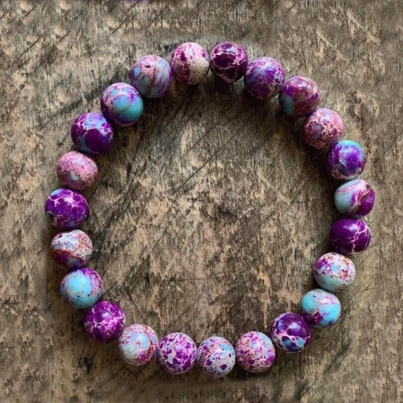 Galaxy Sea Sediment 10mm Bead Balance Healing Chakra Handmade Bracelet Gifts