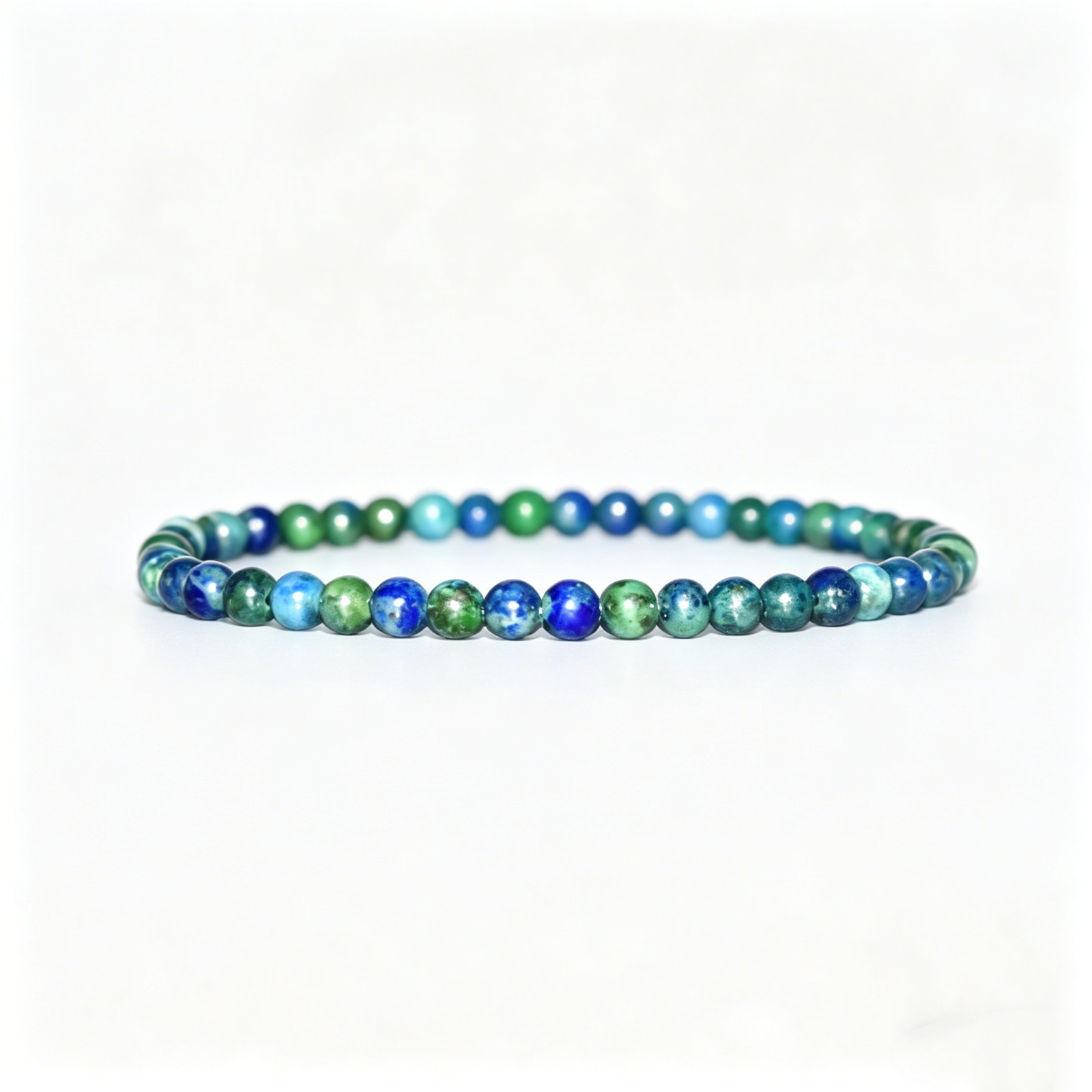 4mm Natural Azurite Malachite Stretch Beaded Bracelet Crystal Healing Jewelry