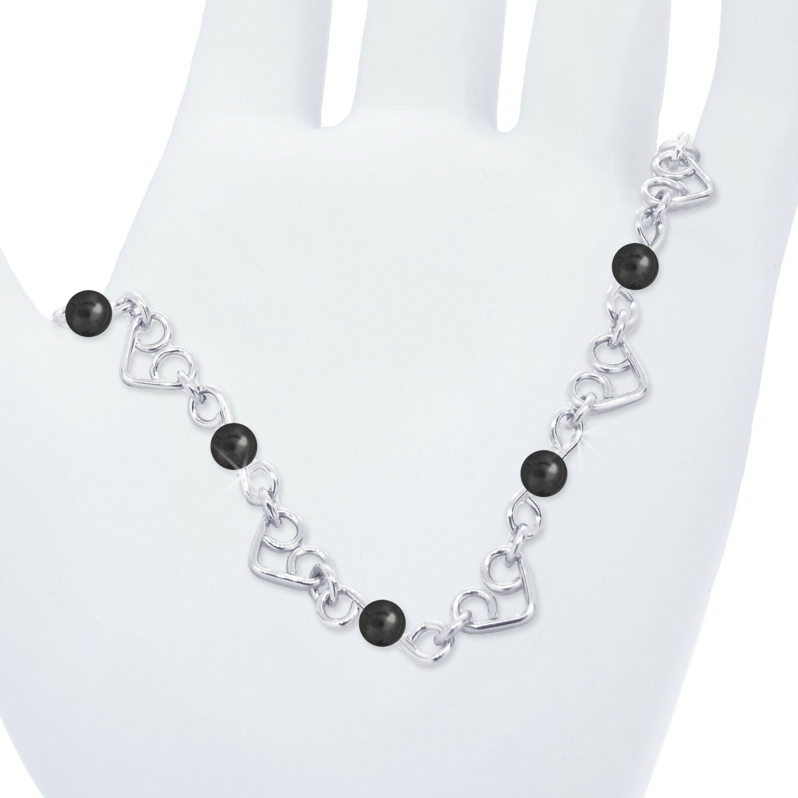 Bracelet Gold or Silver Customized Hearts Figure 8 w/ Gemstones, Pearls or Beads