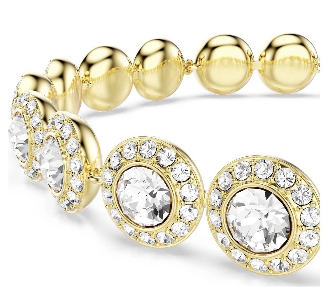Swarovski-Una Angelic bracelet Round cut, Pavé, Medium, White, Gold-tone plated