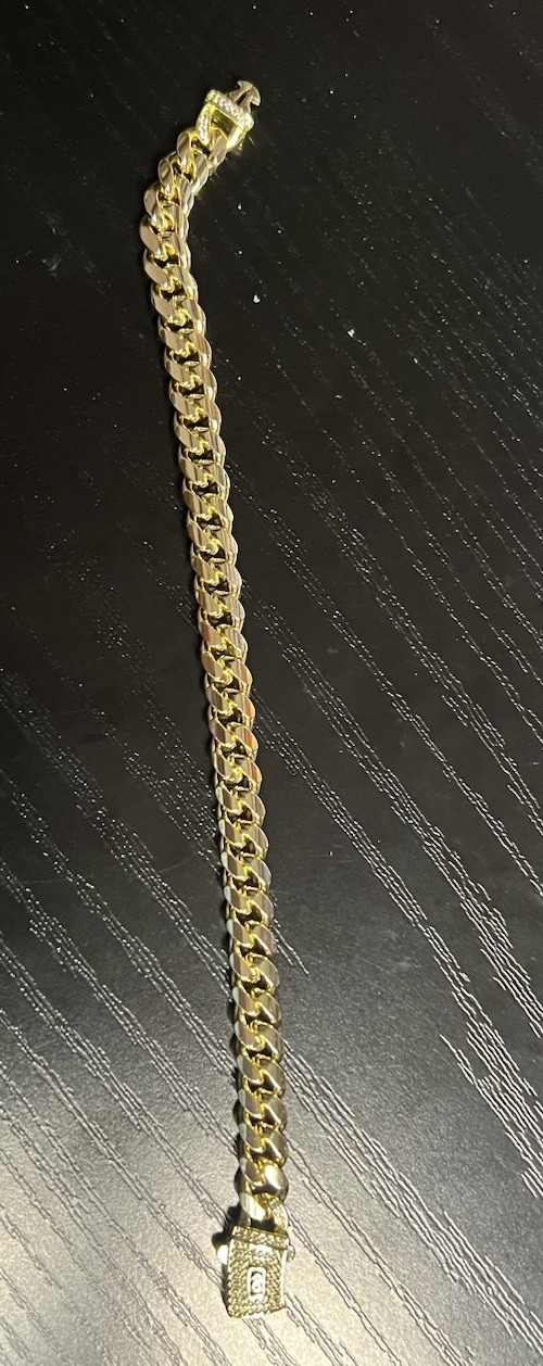 7mm 7” 14 k gold plated Cuban bracelet with 5Acz box lock