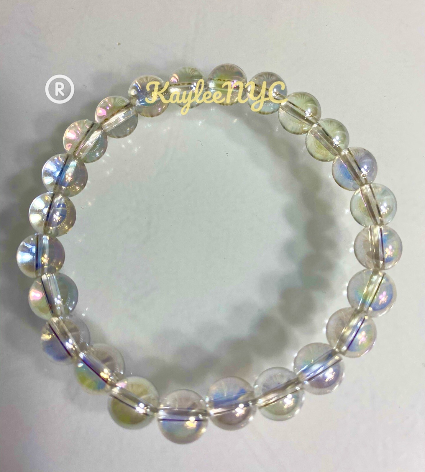 Wholesale 6 Pcs Angel Aura Quartz 8mm 7.5” Crystal Stretch Bracelet