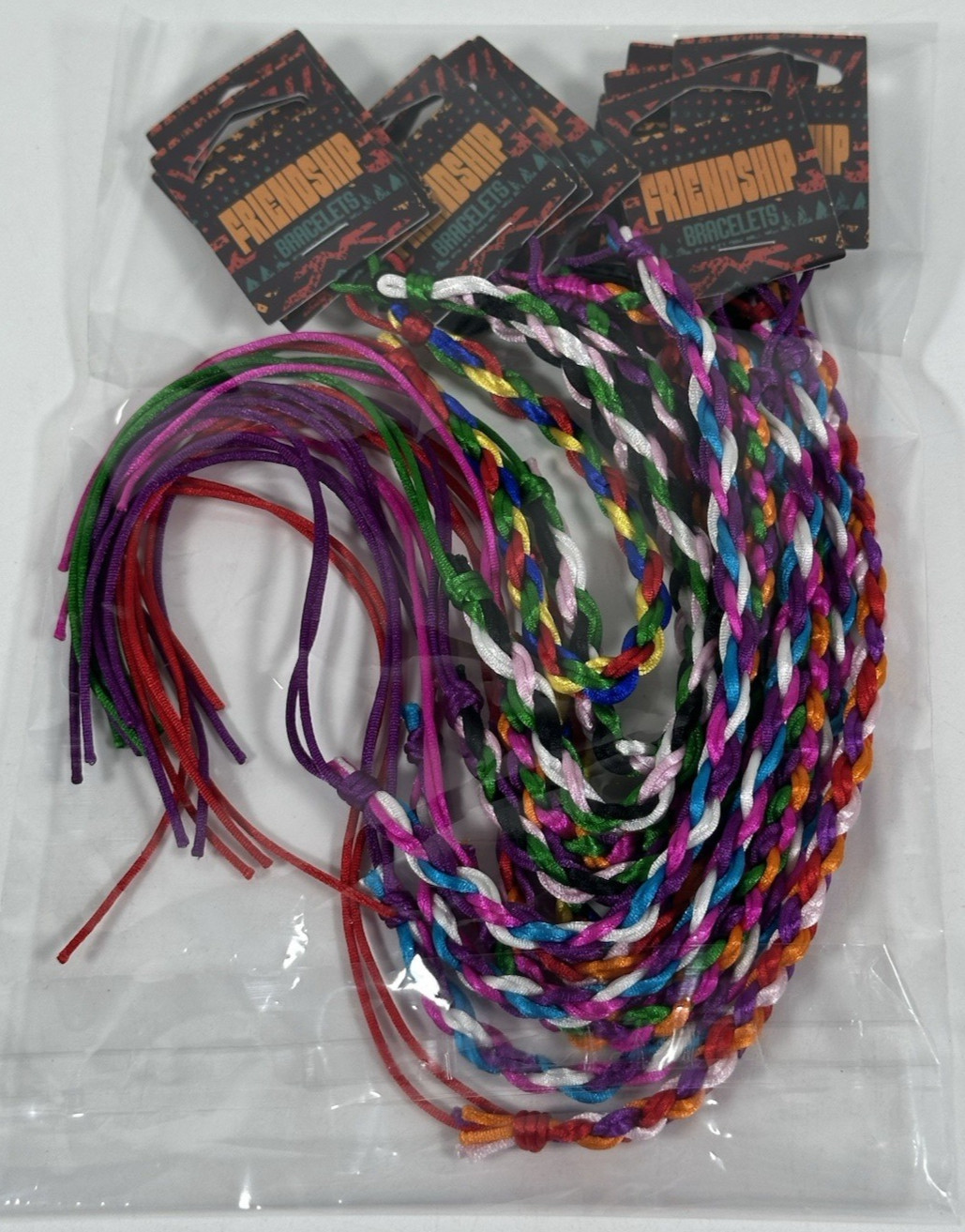 Lot of 12 Friendship Bracelets New Tags Braided Cord Multicolor Tie On