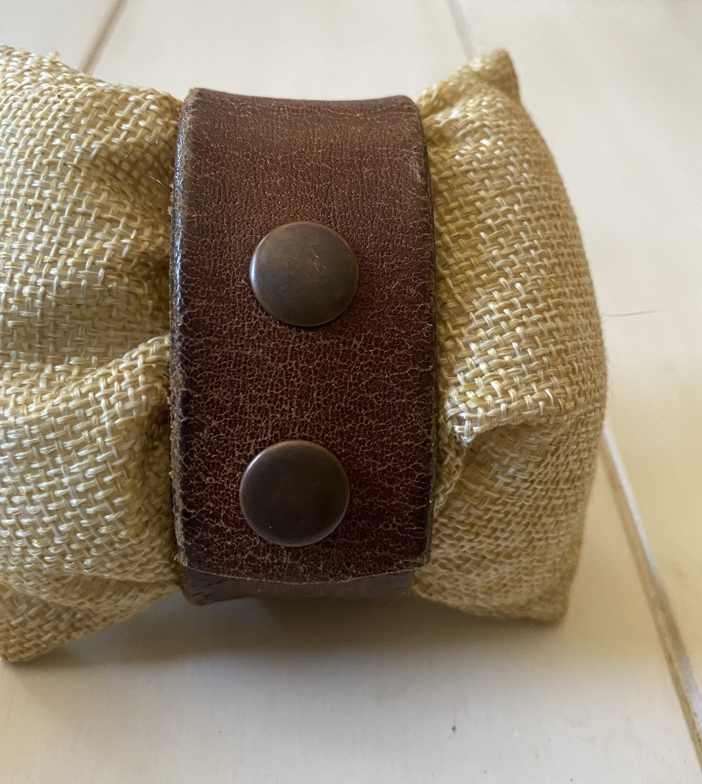 Brown Leather Snap Cuff Bracelet Pink Marquise Crystal Flower Gold Accents