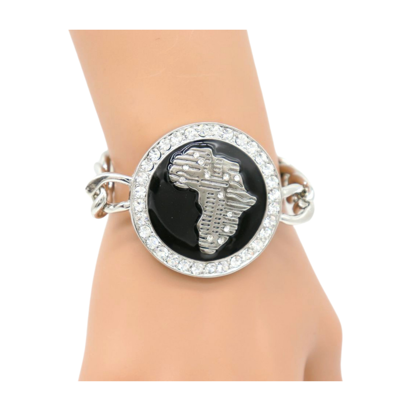 Women Silver Metal Chain Bracelet Africa Continent Charm Designer Bling Style