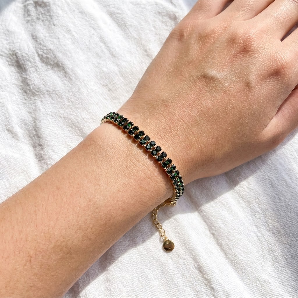 18k Gold Plated Classic Emerald Green Tennis Bracelet for Women Party & Everyday