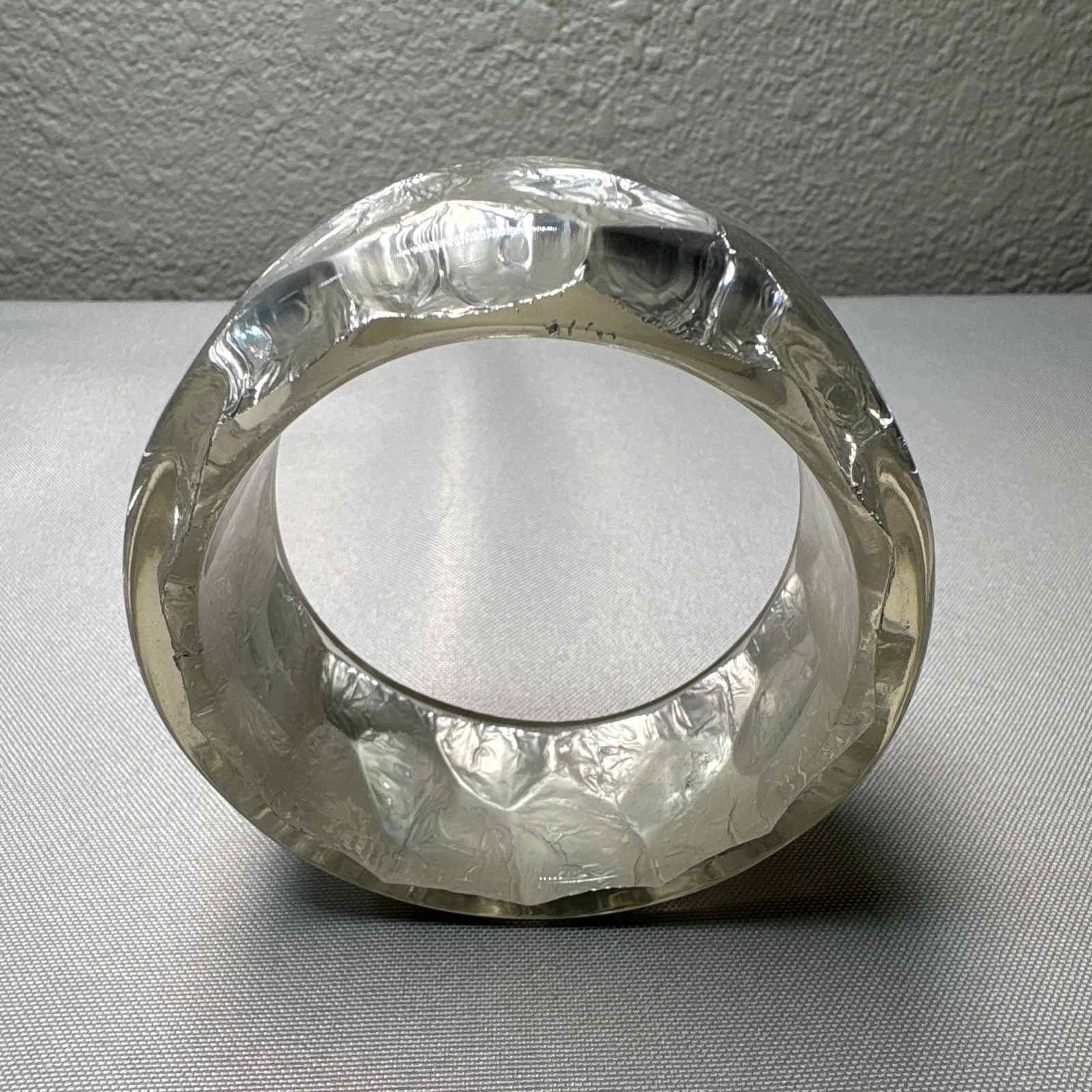Vintage 70’s Disco Style Wide Silver Foil Resin Bangle Bracelet