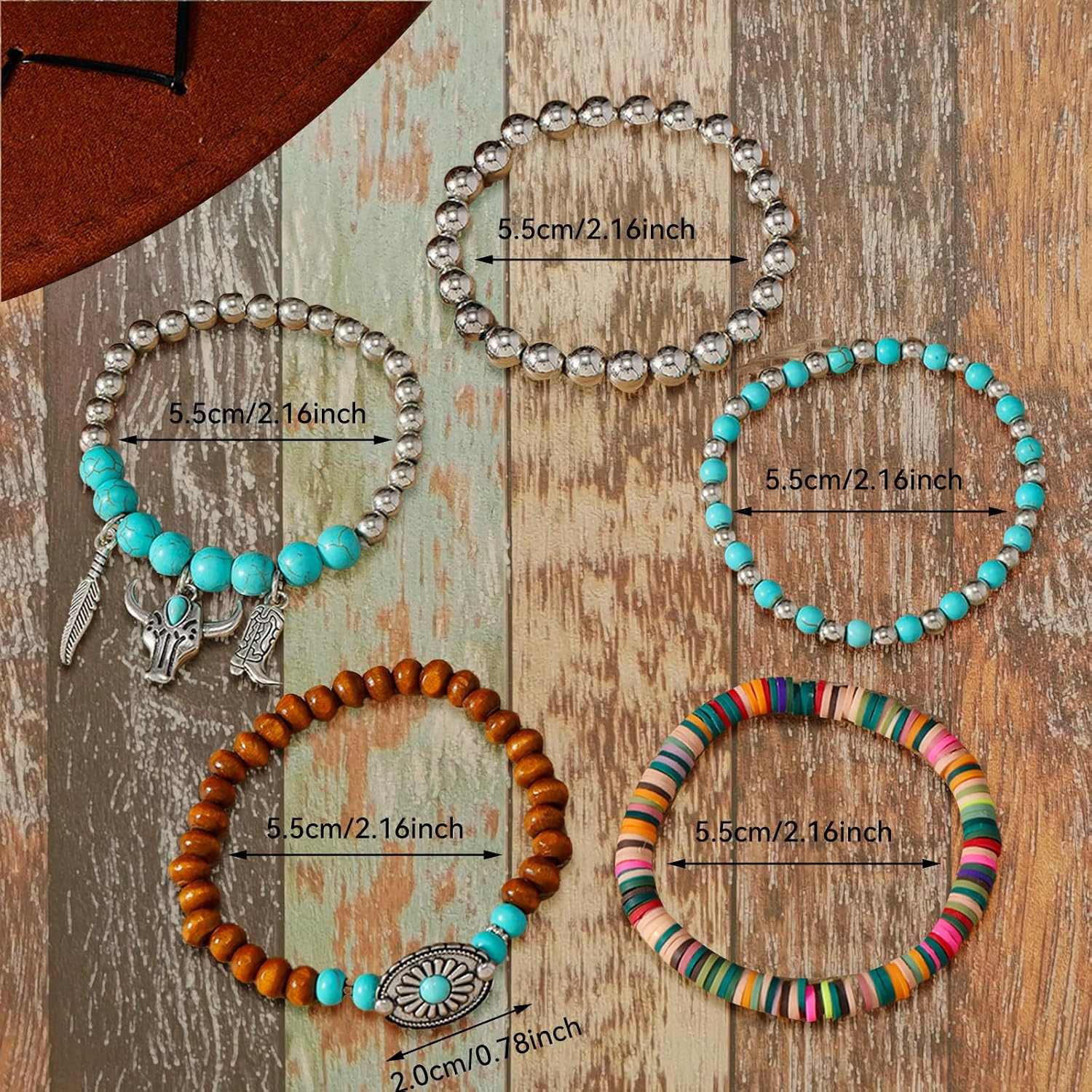 Western Bracelets for Women Cowgirl Turquoise Beaded Bracelets Stackable Bracele