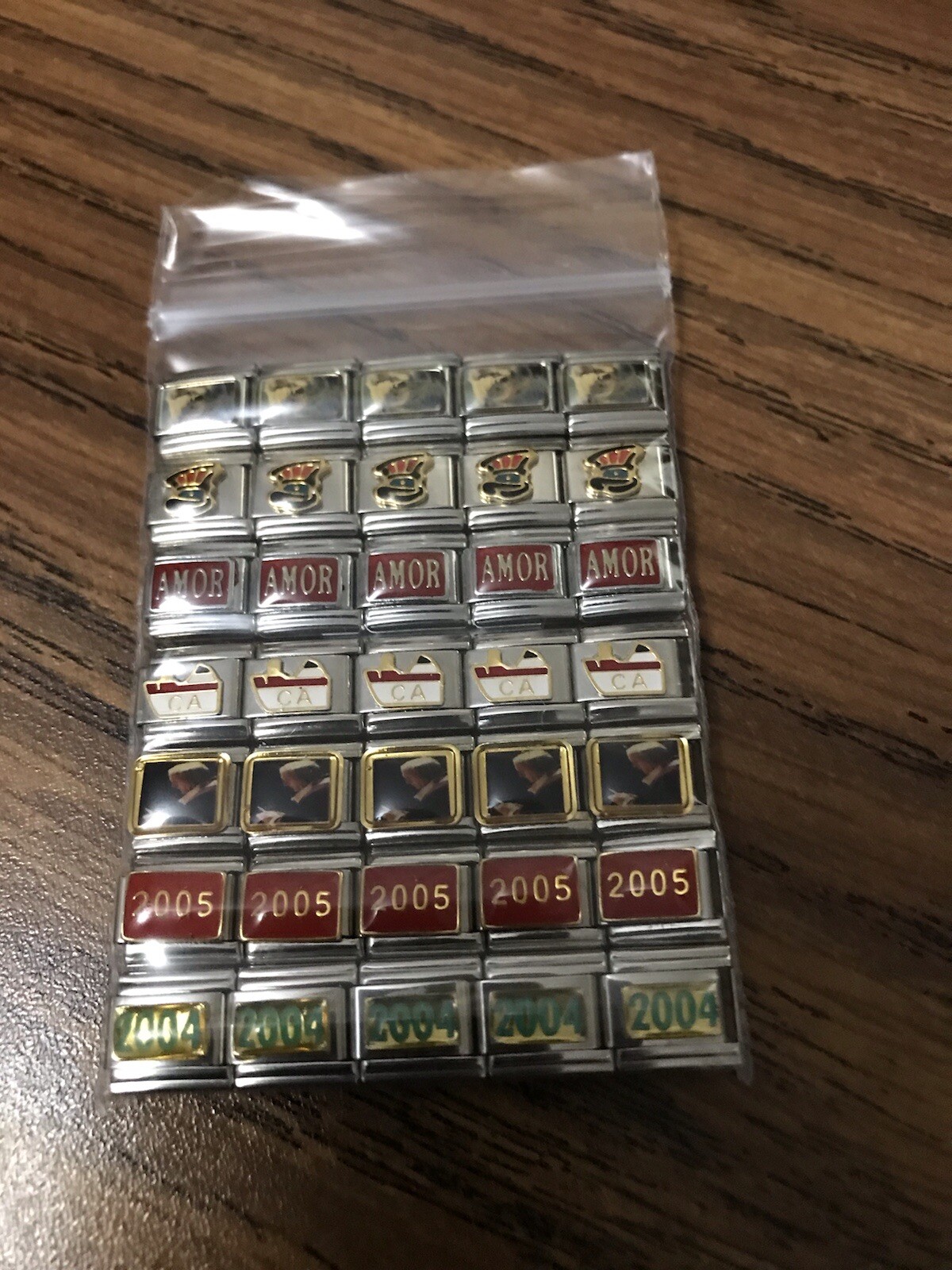 Italian charms mixed wholesale lot 35 pieces enamel – Laser links 9mm K0012