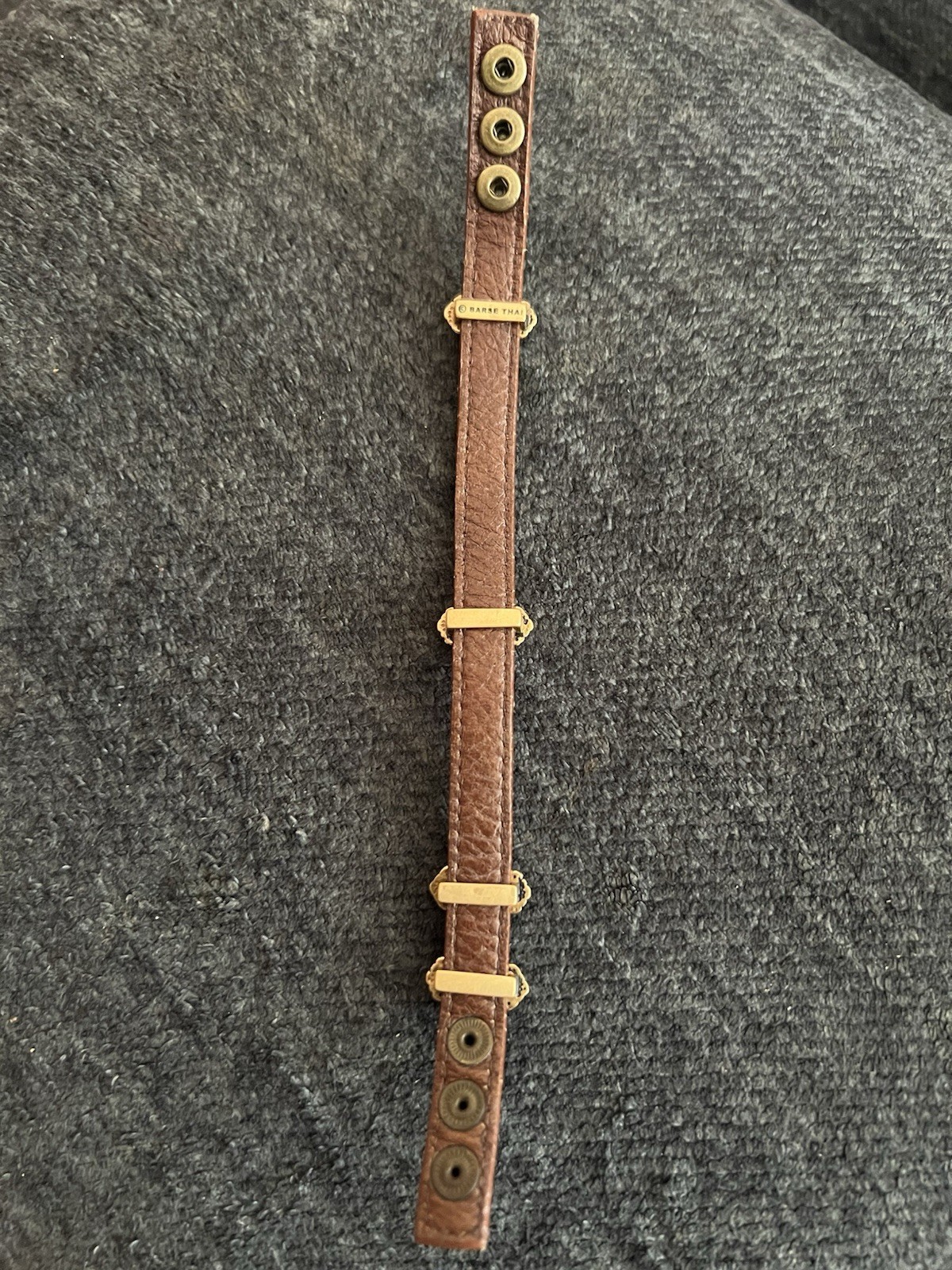 Barse Brown Leather Charm Bracelet Cross Dangle Charms Snap Closure Signed