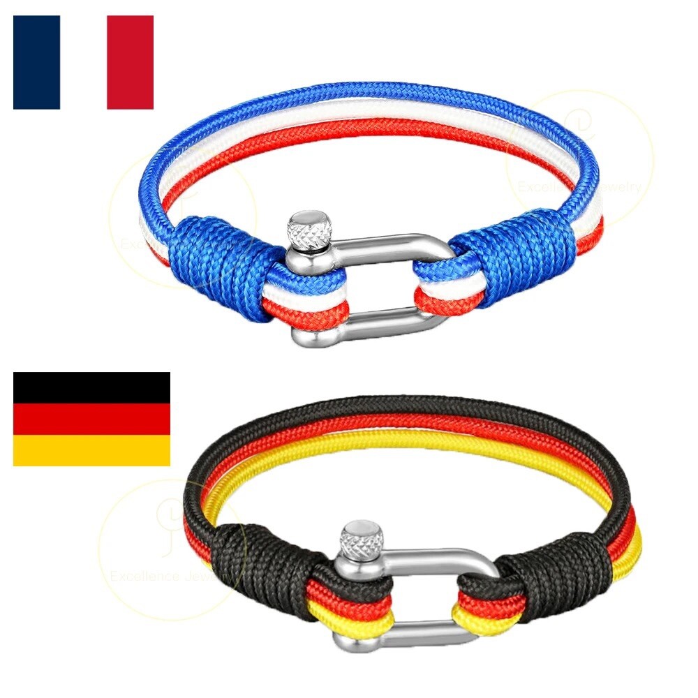 France Flag Bracelet Handmade Jewelry World Cup Zinc Alloy Stainless Steel