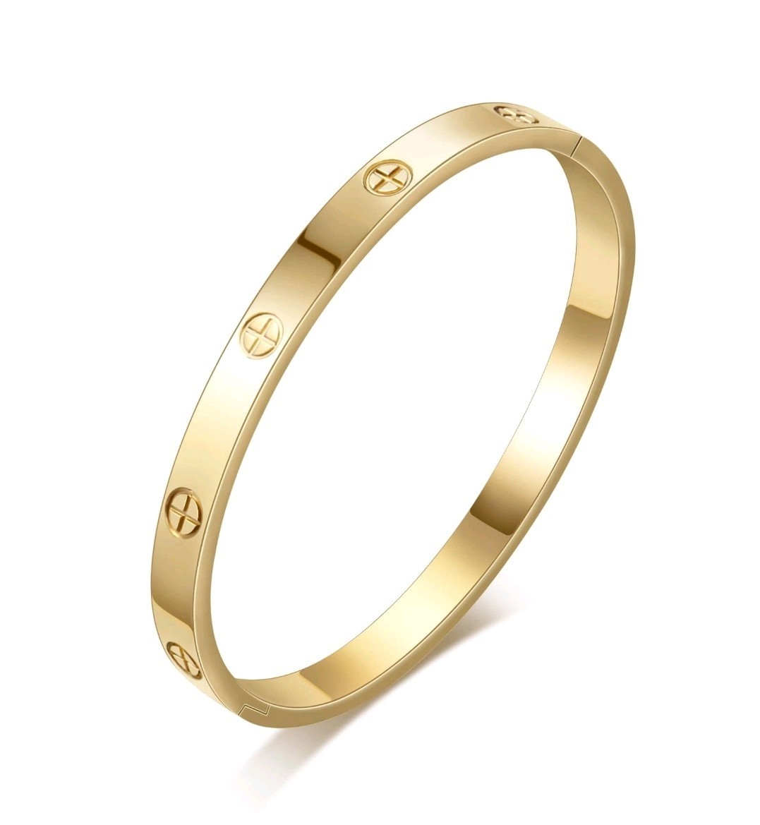 14K Gold Plated Stainless Steel Bracelet Bangle Cuff over stainless steel