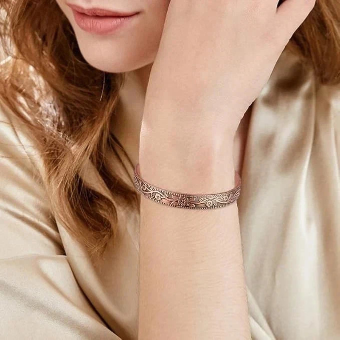 Copper Magnetic Bracelet Energy Cuff Adjustable Wristband for Men & Women
