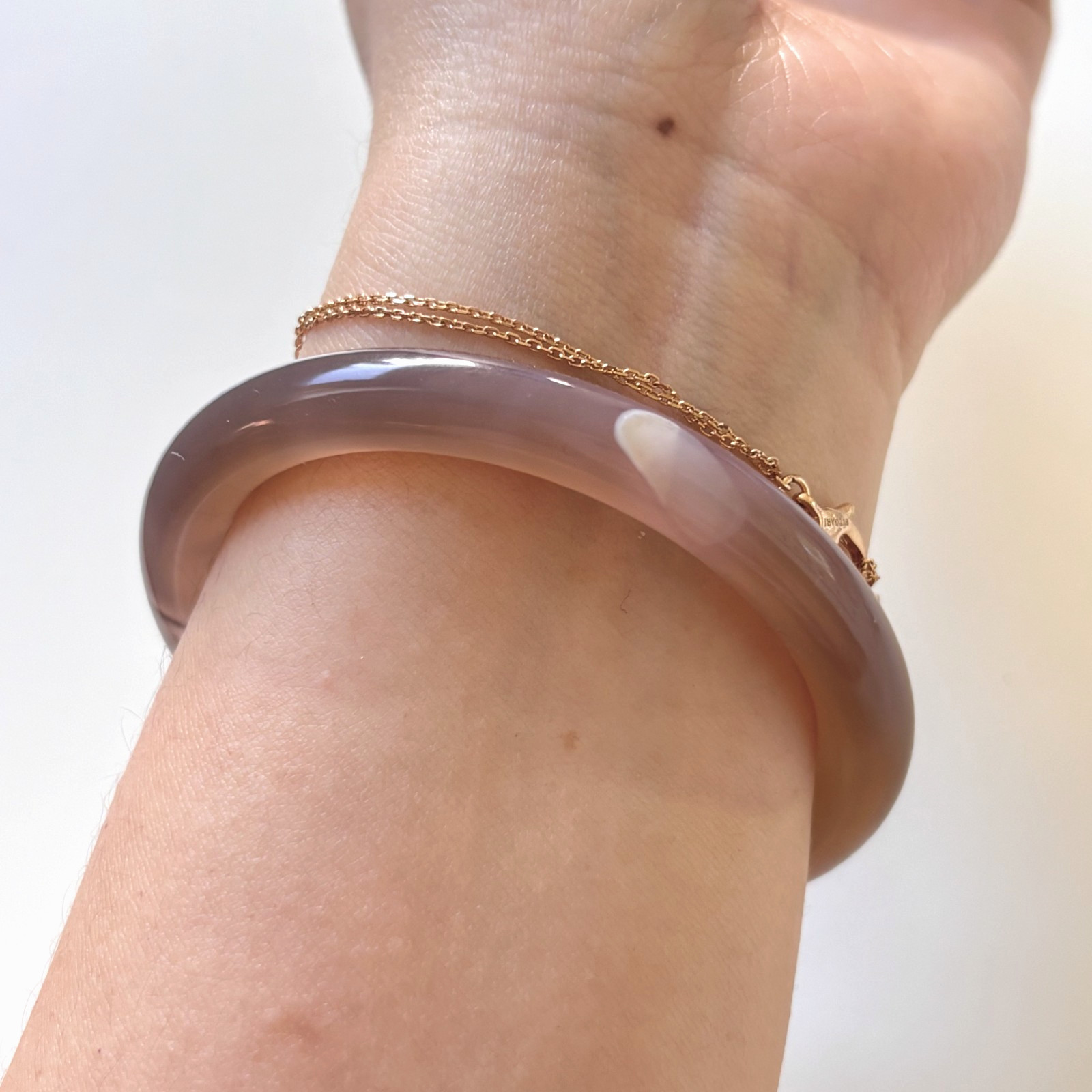 53mm Natural Purple Lace Agate Carnelian Bangle Banded Crystal Healing Bracelet