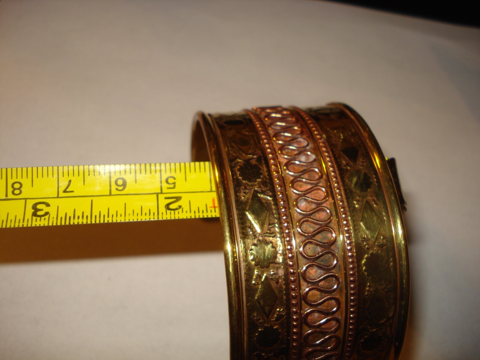 Large Wide Coppertone Brasstone Design Cuff New Nickel Free India