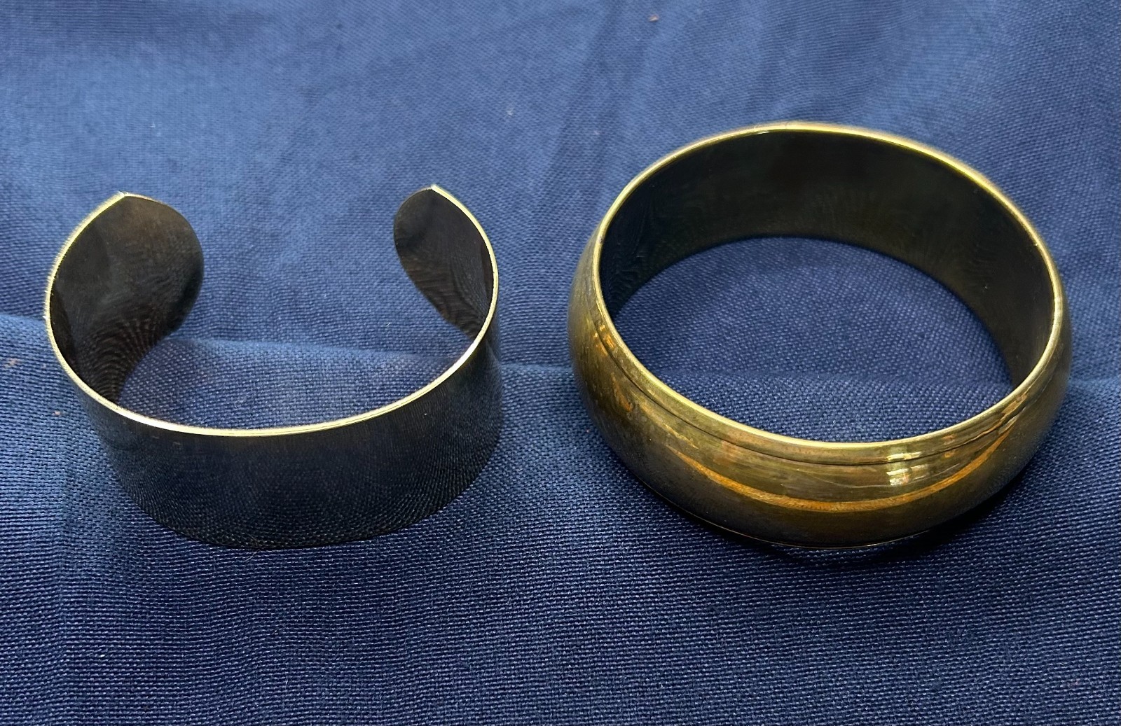 Bracelet Solid Brass Colored Bangle Gold Plated 2 5/8 Inch Length