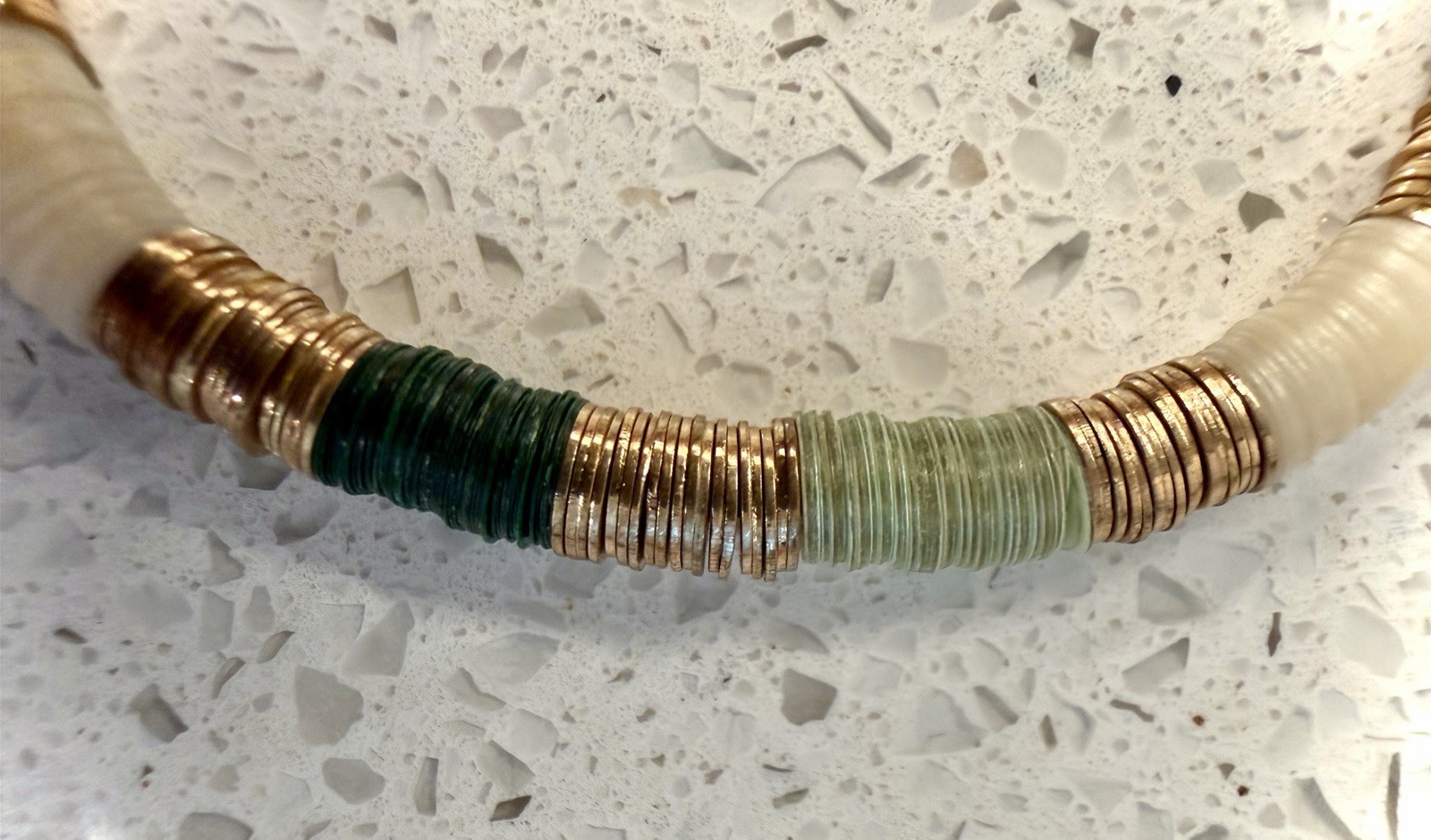 INK + ALLOY Grace Sequin Stretch Bracelet Stack Set 3 Gold Emerald NWT