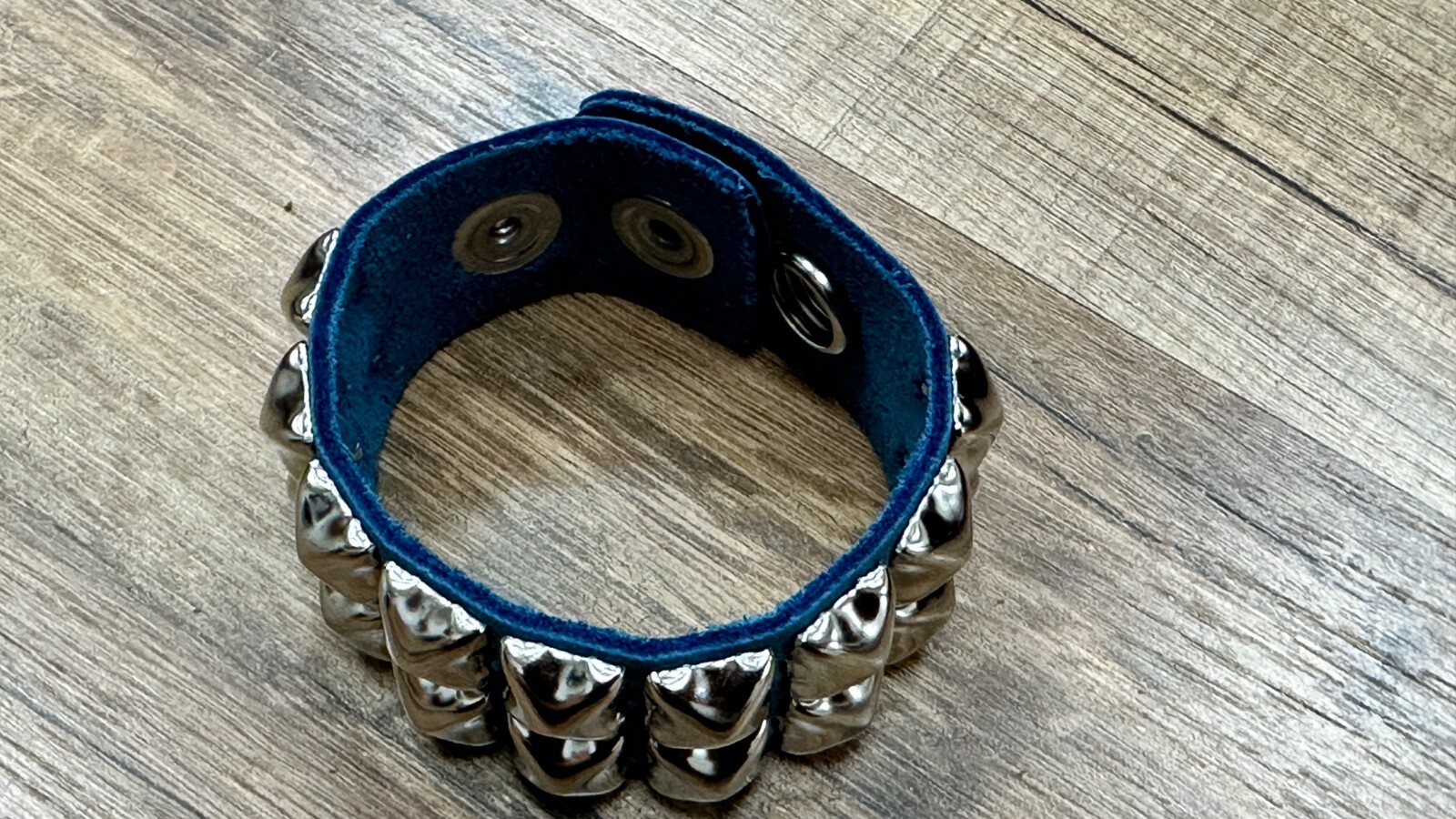 Blue Leather Bracelet Men Women Fashion Studded Cuff Wristband Punk Goth Rave