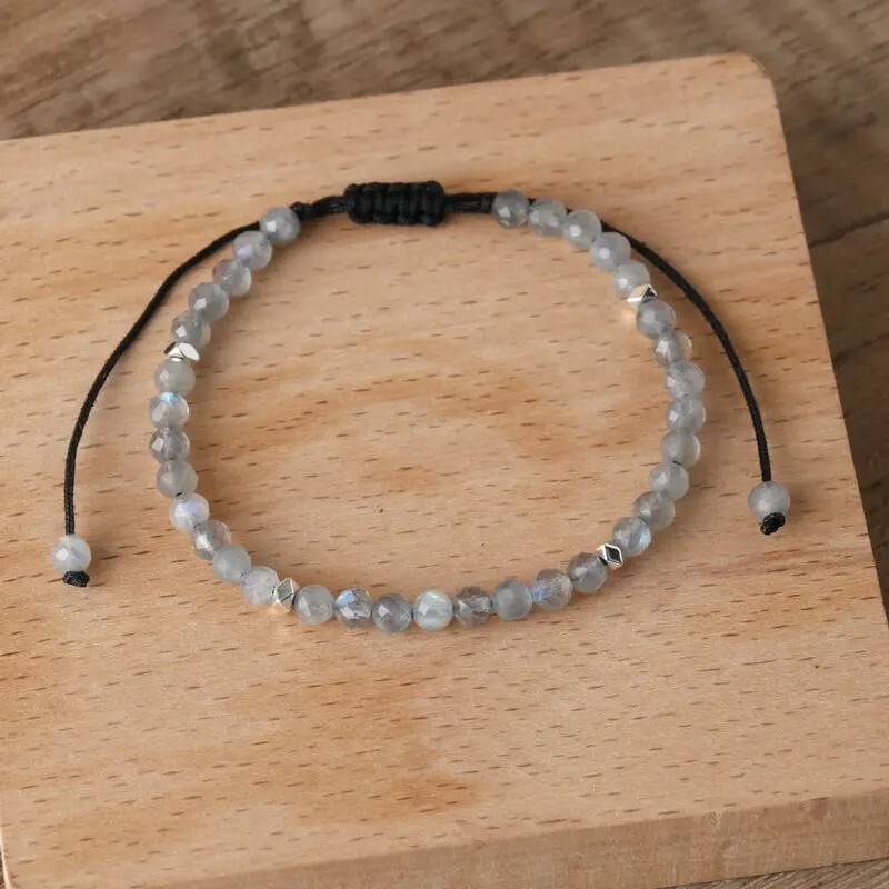 Labradorite Gemstone Beads Healing Reiki Dainty Minimalist Women Bracelet Gifts
