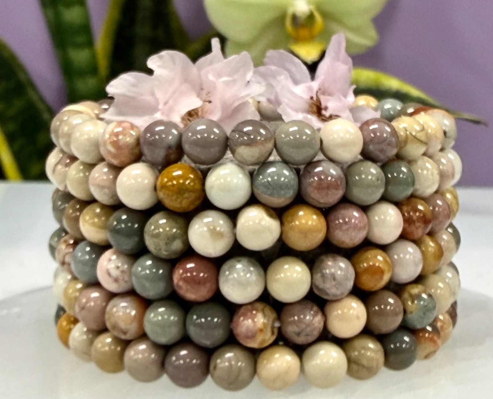 Wholesale Lot 6 Pcs Natural Alashan Agate 6mm Crystal Healing Stretch Bracelet