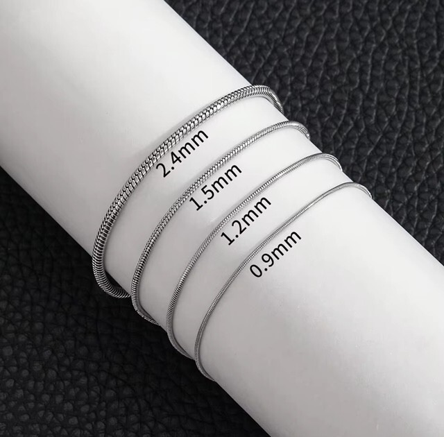 Stainless Steel Snake Chain Bracelet Silver Round Link Men Women Waterproof Gift