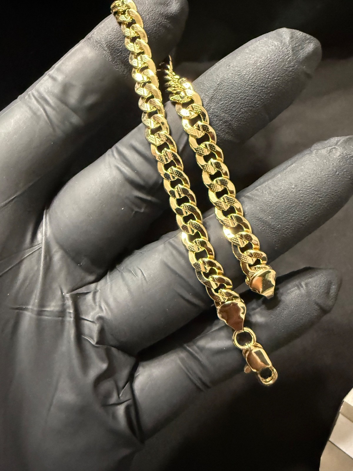 concave cuban gold layered bracelet 9 inch 6.5 mm lobster clasp