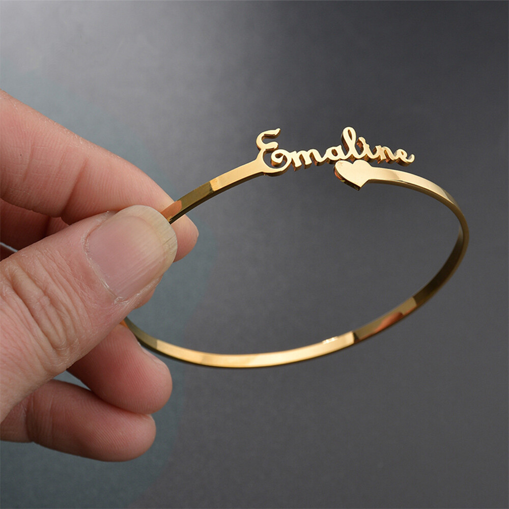Personalized Custom Name Bracelet Adjustable Women Gift Jewelry Stainless Steel