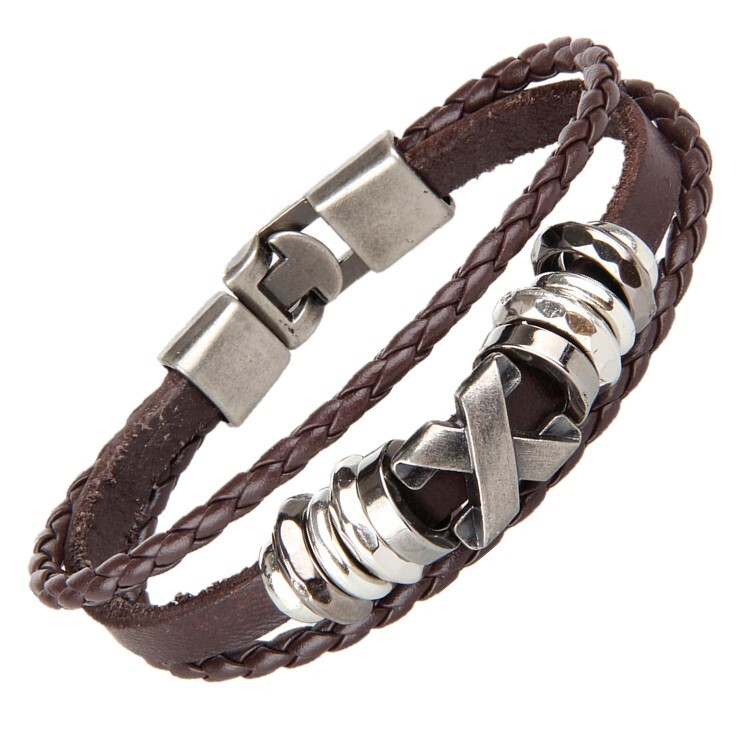 Stylish Leather Wristband Bracelet with Charms for Men and Women Best Gift