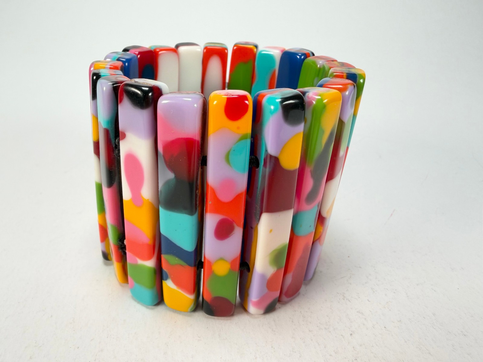 Jackie Brazil “Clarissa” Kandinsky Thin Rectangles Elasticated Bracelet (B2335)
