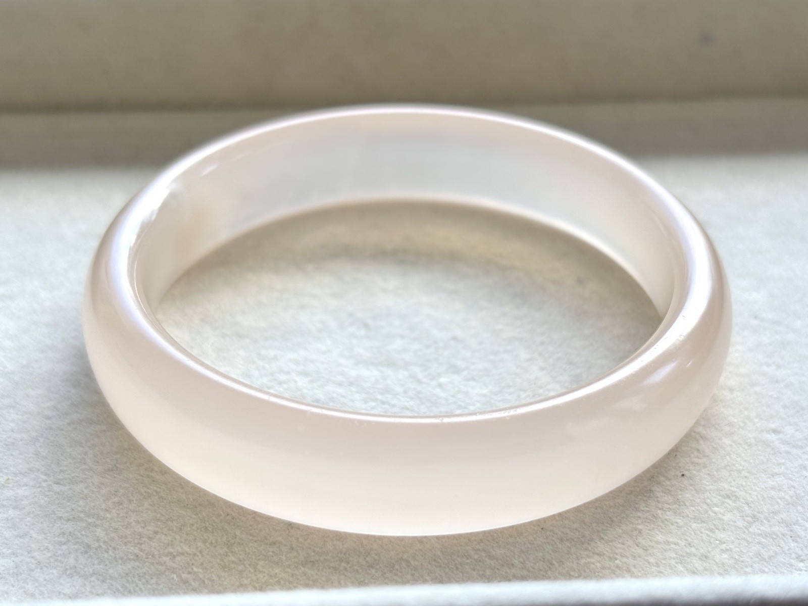 58mm Natural Soft Pink Calcite Bangle Bracelet High Luster Gemstone Jewelry