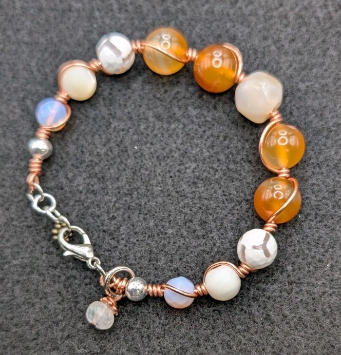 Stylish Boho Mixed Beaded Wire Wrapped Bracelet Clasp (17cm) S/M Wrist🧡🩷🩶🤍