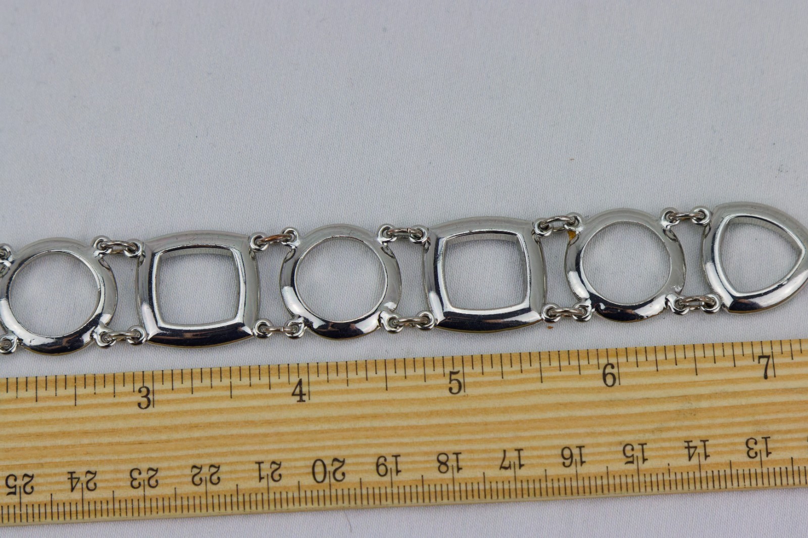 Geometric Silver Tone & Blue Enamel Toggle Bracelet, 20gr
