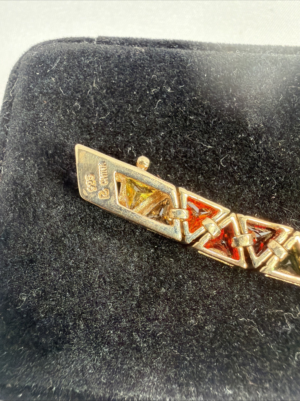 Suzanne Somers Multi Colored Gold Vermeil over Sterling Trilliant Bracelet 8in