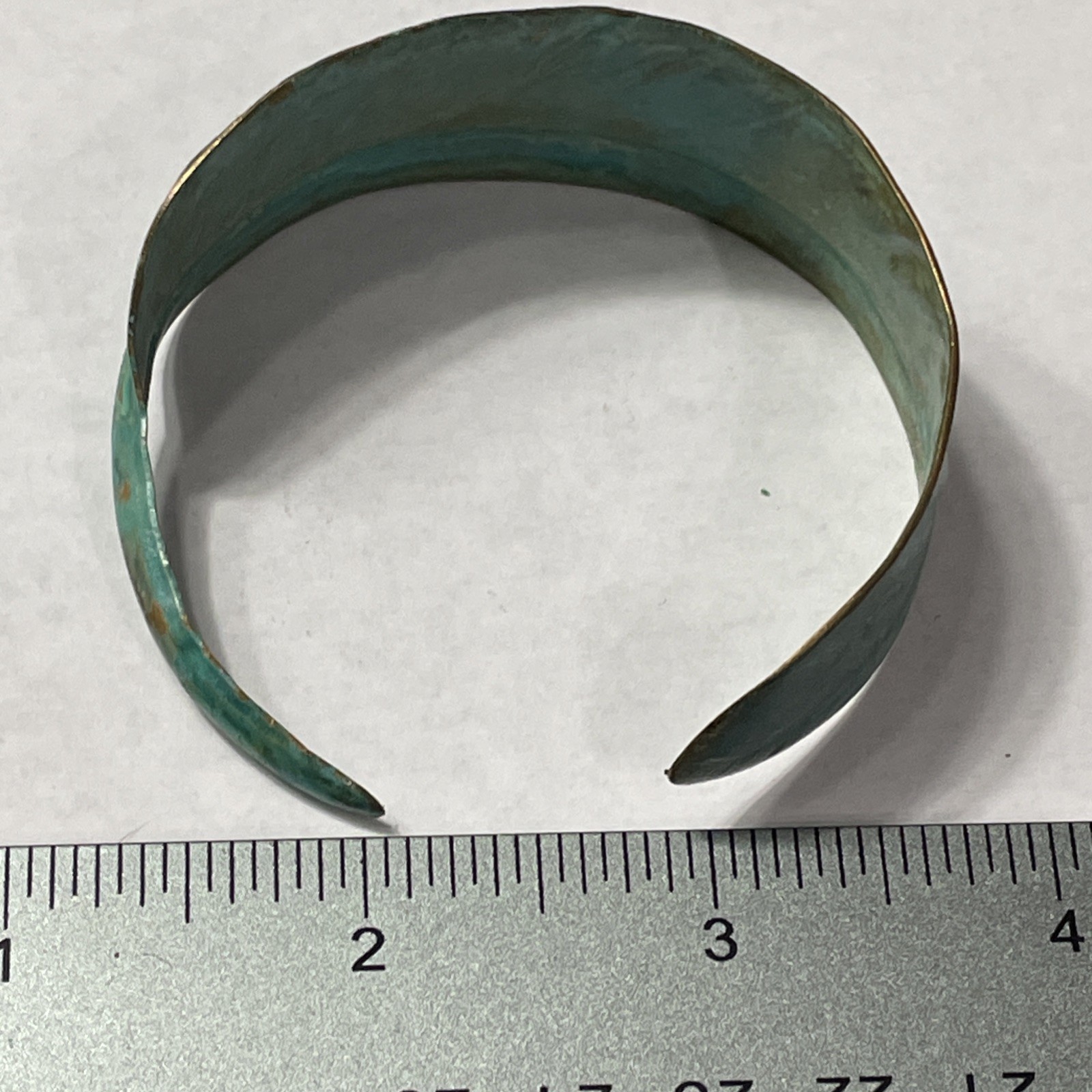 Verdigris Feather Cuff Bracelet Brass