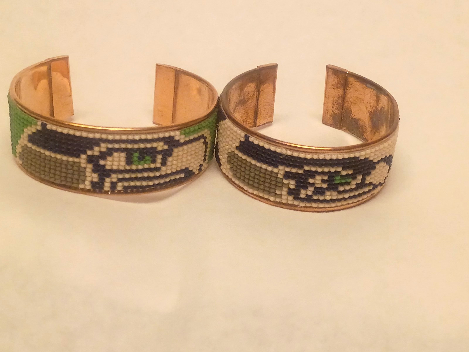 Adjustable Copper Seahawks Bracelet Large Logo Green Background