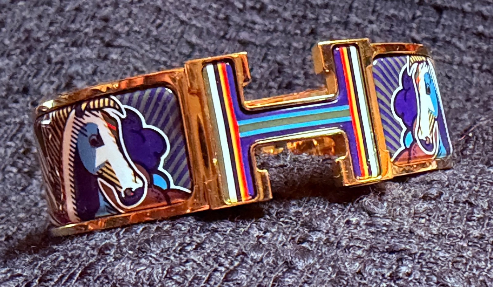 NWT Hermes GM Clic Clac H Enamel Bracelet PEGASE POP in Marine Classique Perfect