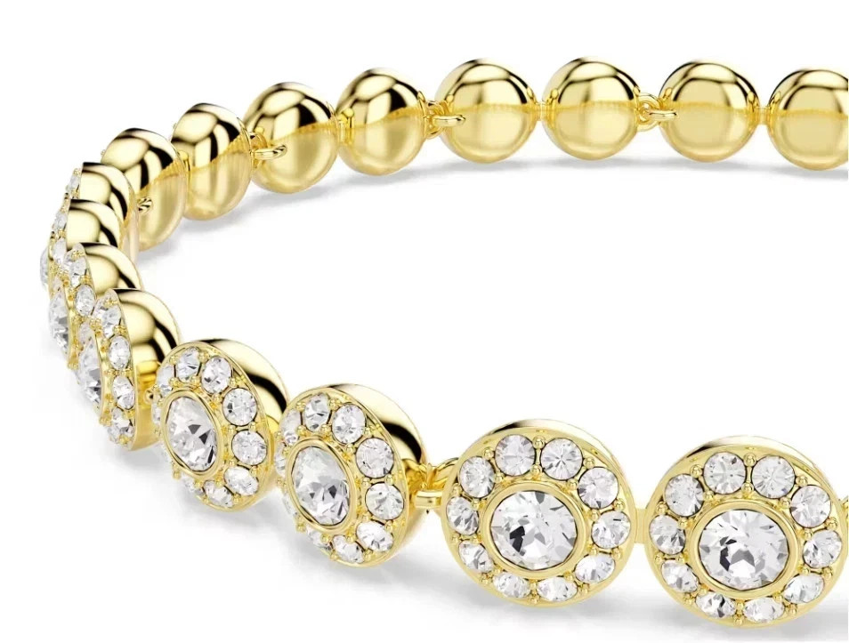 NWT Swarovski Una Angelic Tennis Bracelet Round Cut Gold Tone 5505469