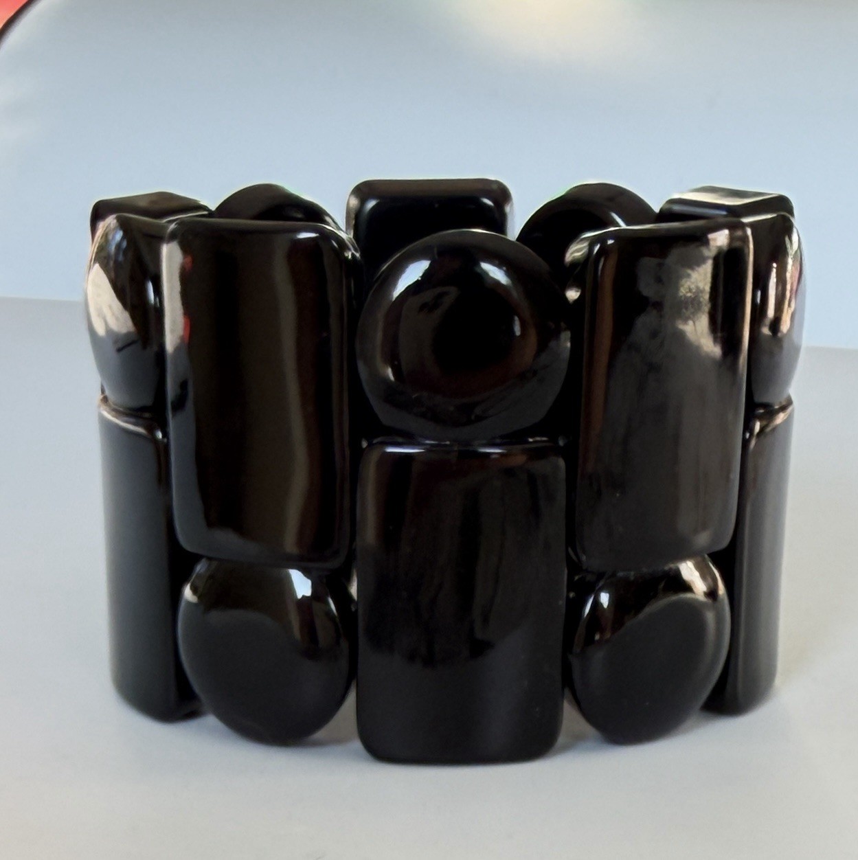 Ingrid Degremont “Bracelet i” – France Rare All-Black Resin Cuff –Ships from USA