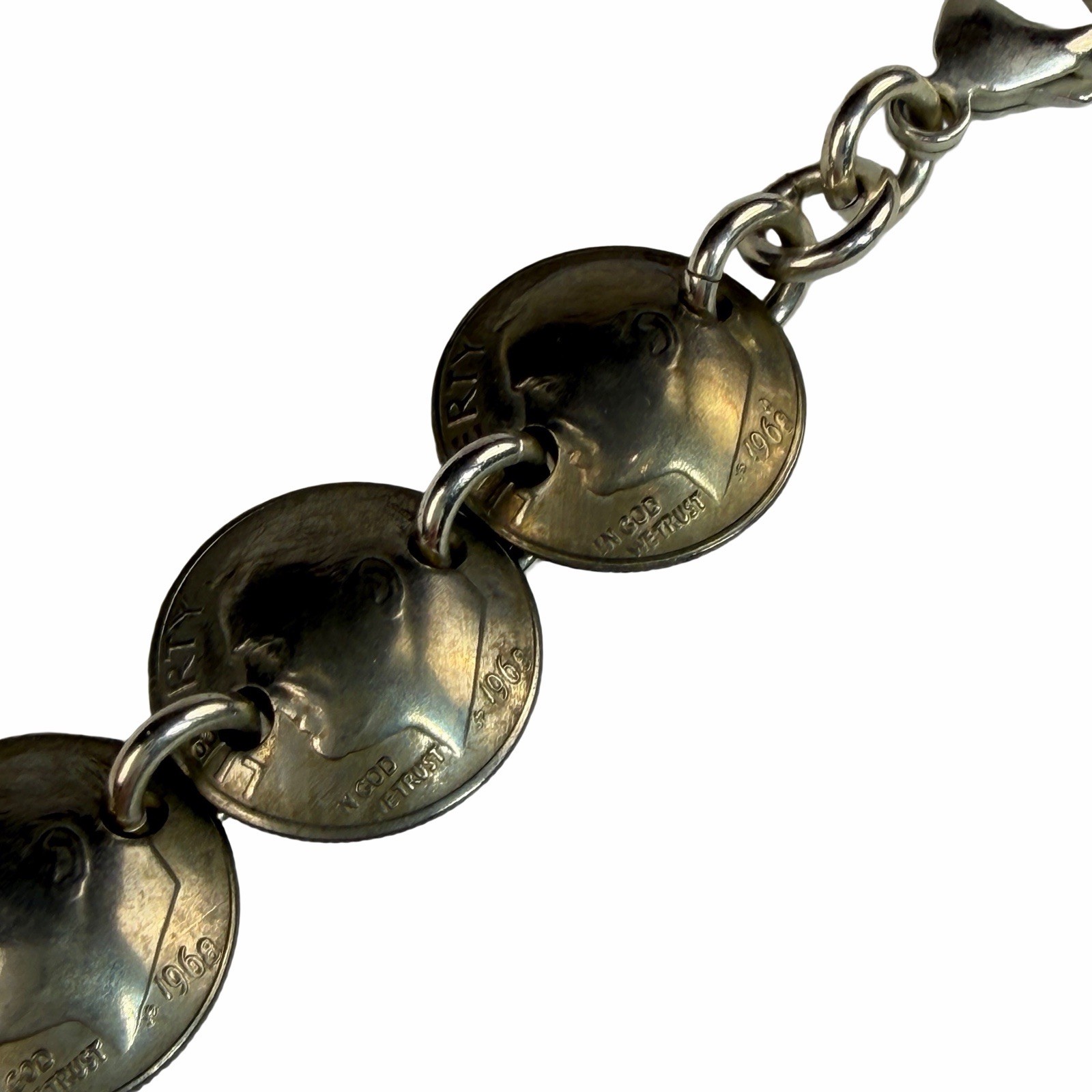 Vintage 1968 DIME US COIN BRACELET 8″